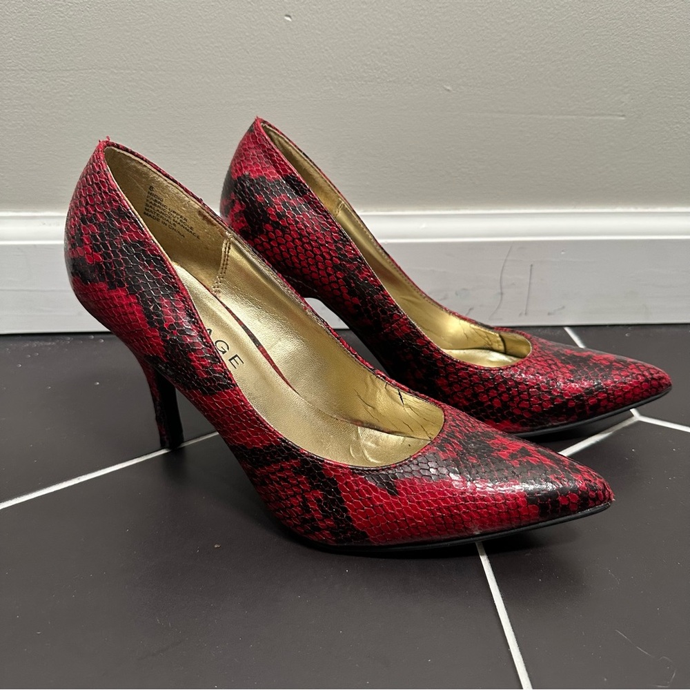 Y2K Rampage Red and Black Snakeskin Heels